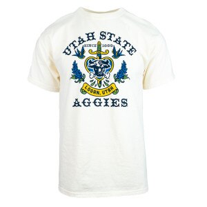 Utah state aggies retro bull tattoo print ivory unisex t-shirt